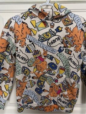 H&M Kids Graphic Hoodie All Over Print Skate Monster Size 12-14Y